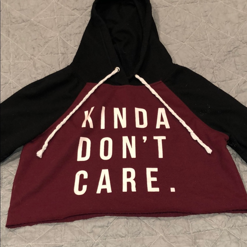 A burgundy and black Cropped hoodie - Picture 1 of 3
